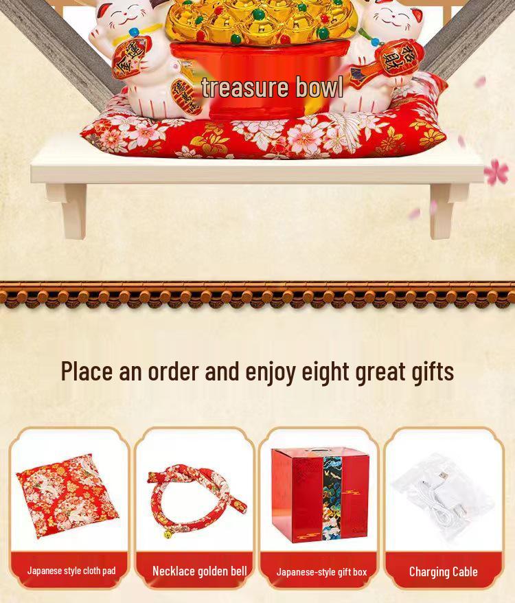 Large Waving Hand Lucky Cat Ornament - Cashier Desk Home Decor Gift