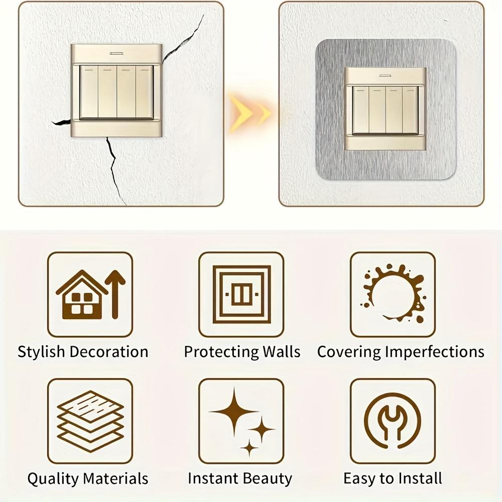 2pcs Modern Simple Anti-Dirty Buckle Type Non-Adhesive Dustproof Switch Protective Cover Outlet Wall Sticker Aluminum Socket Fra