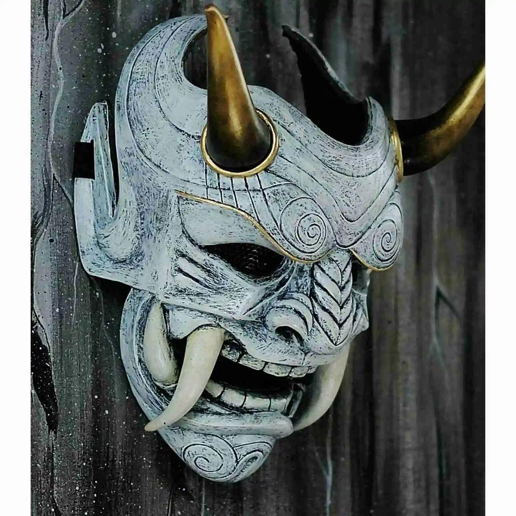 Adult Unisex Halloween Face Masks Japanese Hannya Demon Oni Samurai Noh Kabuki Prajna Devil Mask Latex Party Masks