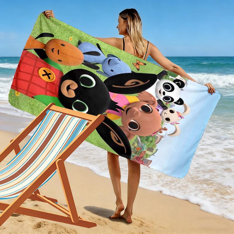 Bing Cartoon Print Beach Towel, Large Soft Quick Dry Towel for Beach Camping Swimming