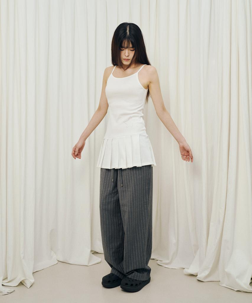 Mihebeu Star Sparkle Pleated Dress White