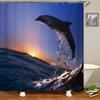 Ocean Shower Curtain Liner,Sea Theme Shower Curtain with 12 Hooks, Washable Dolphin Waterproof Shower Curtain for Bathroom Decor