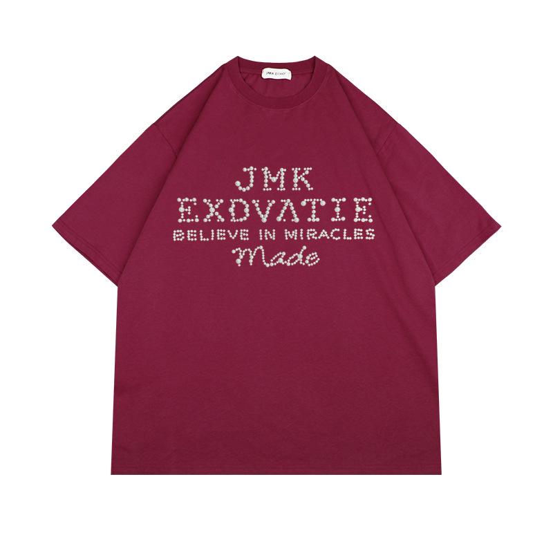 

JMK EXDVATIE Модная американская хип-хоп мужская футболка с короткими рукавами и жемчужным принтом L (120-130 jin)