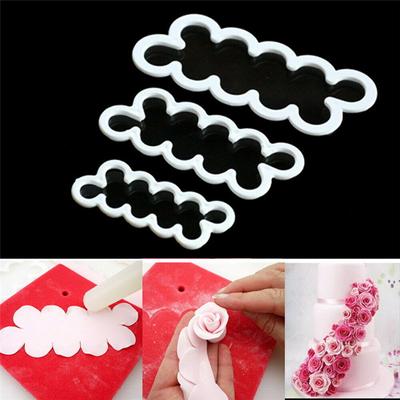 3Pcs 3D Flower Shaped Cutter Maker Rose Petal Cake Mould Fondant Cake Decorating Mould Sugar Craft Mould DIY Baking Tool