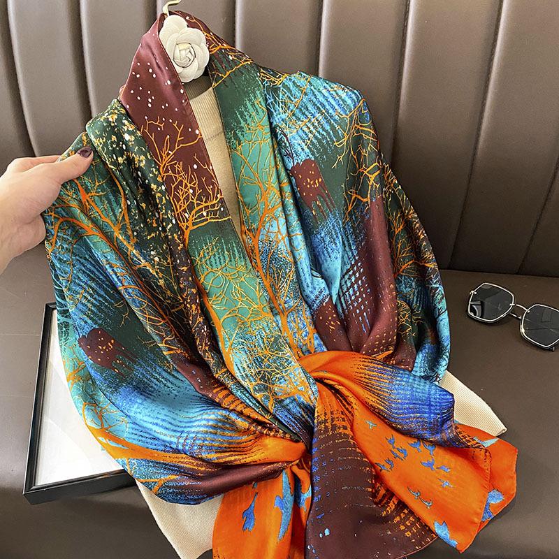 Damen 2022 Koreanischer Stil Langer Seidenschal: Frühlings-/Sommer-Sonnenschutz- & Klimaanlagen-Schal