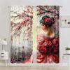 2pc,  Spring Curtain Vintage Japanese Geisha Versatile Durable Polyester,Without Electricity Birthday Party Perfect for Holiday