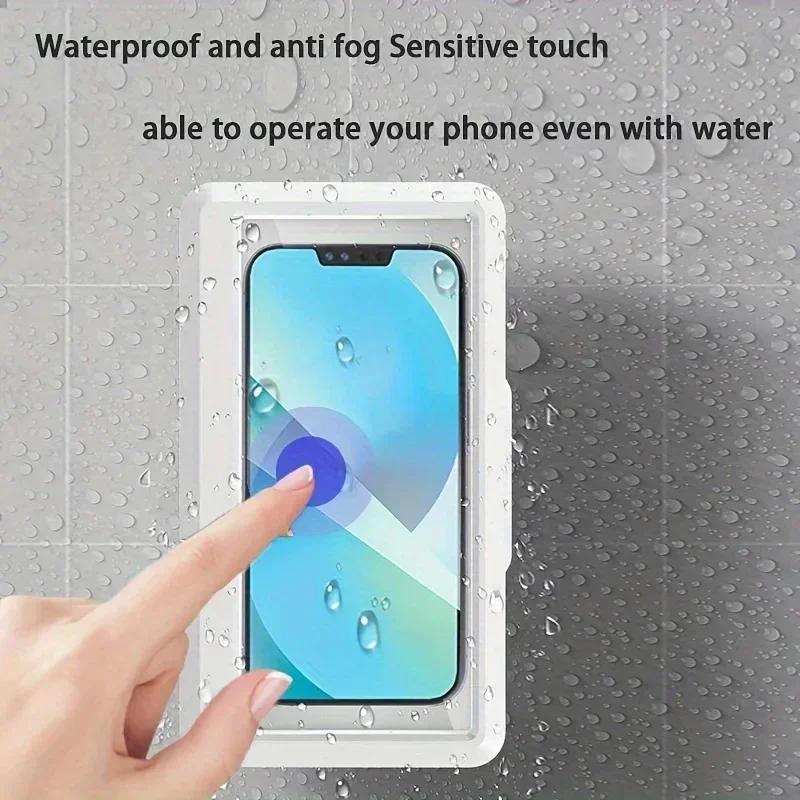Multifunktionale Handy-Badezimmer-Wasserdicht- und Beschlagschutz-Halterung Nicht-lochend Drehbar Touchscreen Handy-Ständer