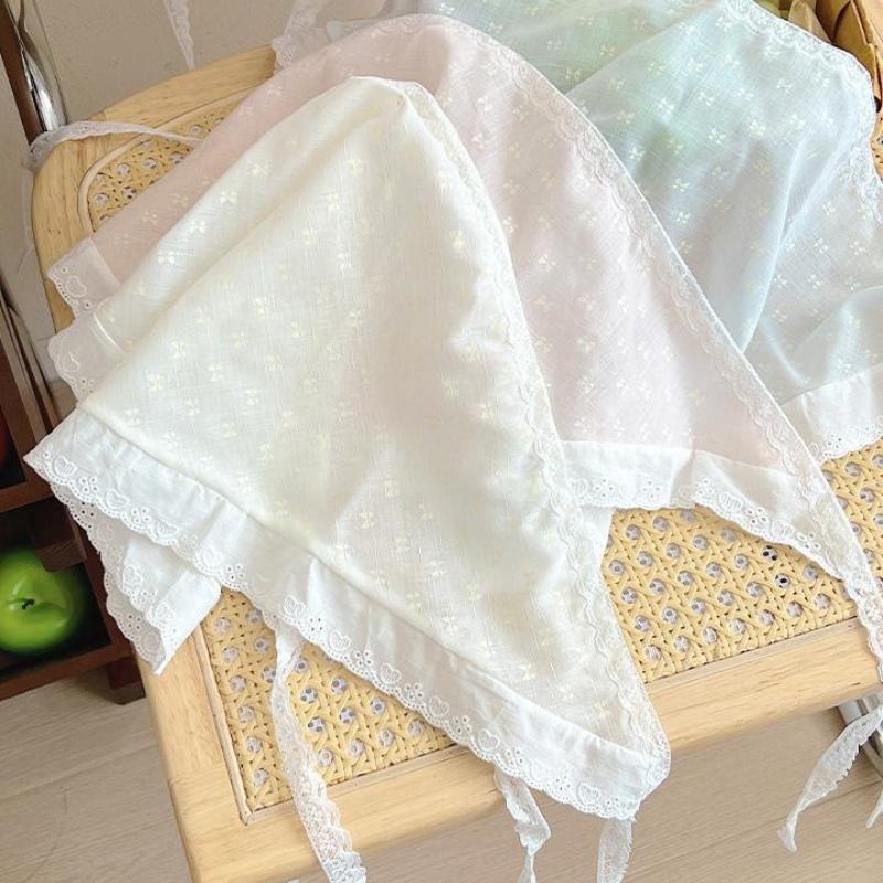 Sweet Flower Triangle Hair Scarf Women Headband Trendy French Pastoral Lace Headwear Girls Scarves Summer Hair Accessories