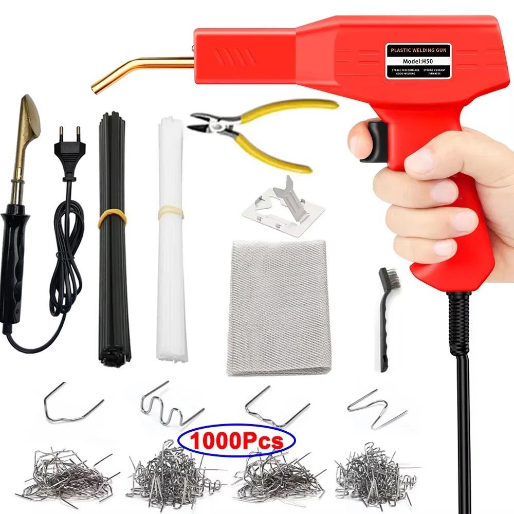 50W Hot Stapler Plastic Welding Machine Plastic Bumper Soldering Iron 2 In 1 Garage Tools Car Bumpers Repair Kit PVC Welder Gun