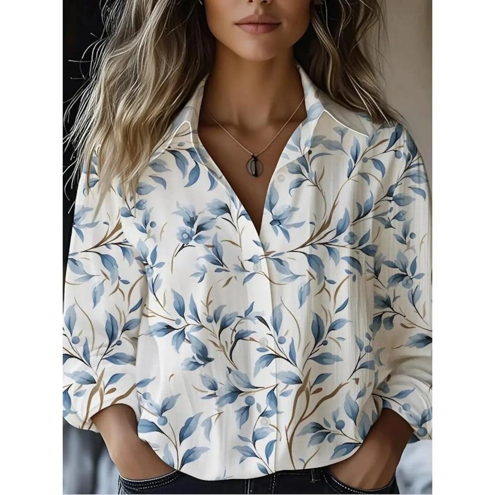Women Autumn Shirt Floral Graphic Stylish Casual Long Sleeve Shirt Collar Regular Tops Daily Going Out Buttons Women's Clothing