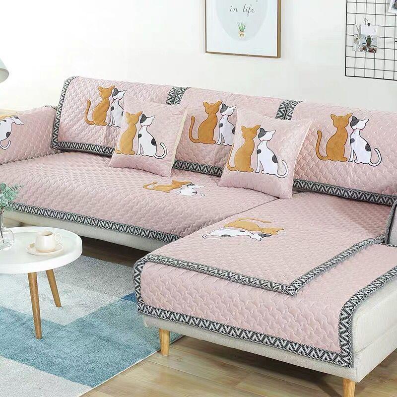 Cartoon Cat Fabric Anti Slip Winter Simplicity Modern Four Seasons Universal Full Package Sofa Cushion Cover
