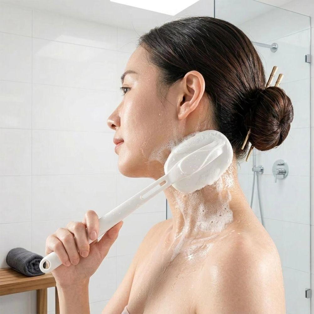 Soft Bristle Body Cleansing Tool Long Handle Bubble Massager Brush Bath Back Scrubber Bathroom Use