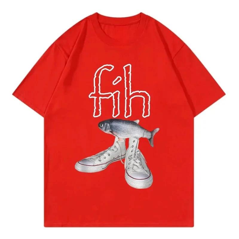 New Style Fih Shoes Graphic T Shirts Funny Misspelled Fish Meme TshirtsWomen Casual Fashion Short Sleeve Tshirt