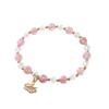 Natural Strawberry Crystal Bracelet Cute Swan Pink Jewelry Bangles Women Fashion Jewelry Accessories Gift