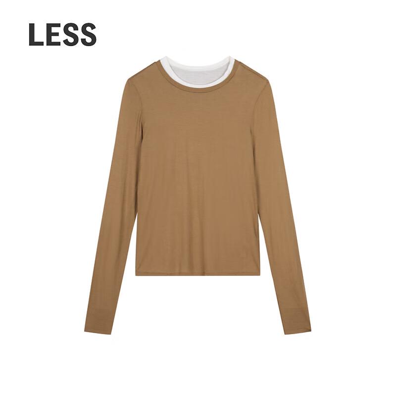 LESS 2024 Autumn Slim Fit Long Sleeve T-Shirt Two-Piece Set S