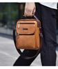 Mens Vintage Fashion Sling Bag Large Capacity Solid Pu Leather Message Bag One Shoulder Bag with Handle