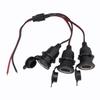 Kaito Denshi Female Cigarette Lighter Socket with Lid, 3 Branches, Uncut Power Cable, 12 V, 15.7 Inches (40 Cm)