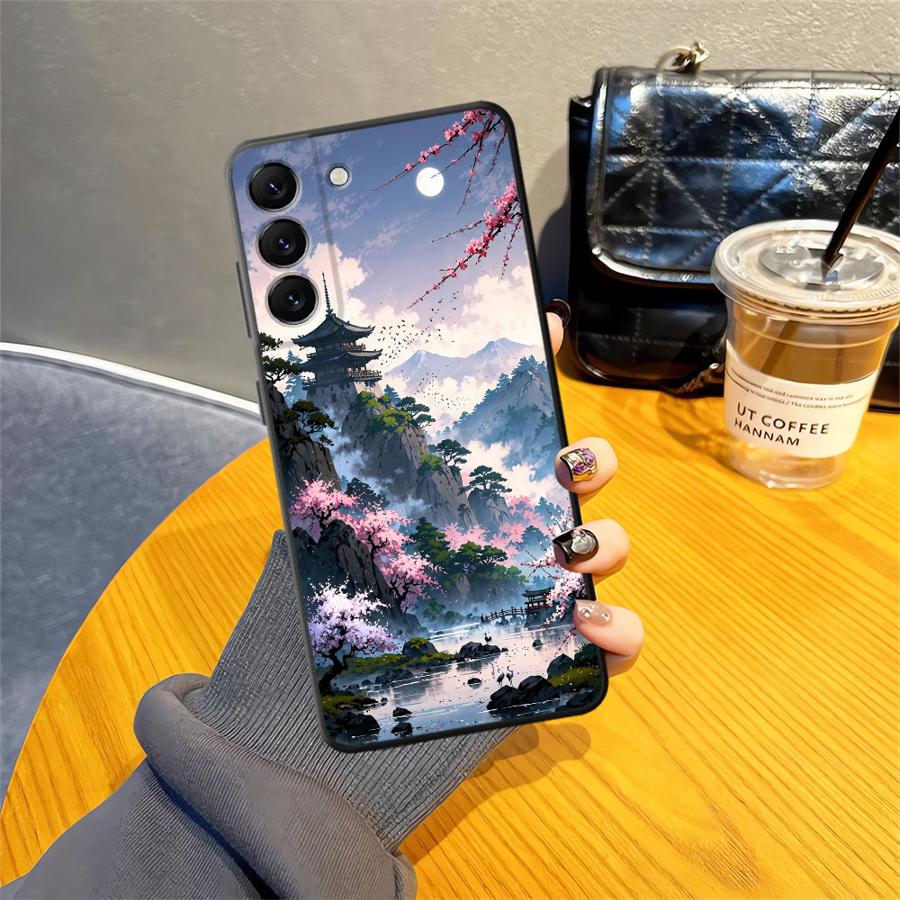 Case for Samsung Galaxy A15 A04 A05 A50 A16 A40 A70 A13 A20 A06 A17 A12 Funda Phone Cover Ink Art Print Japanese Landscape