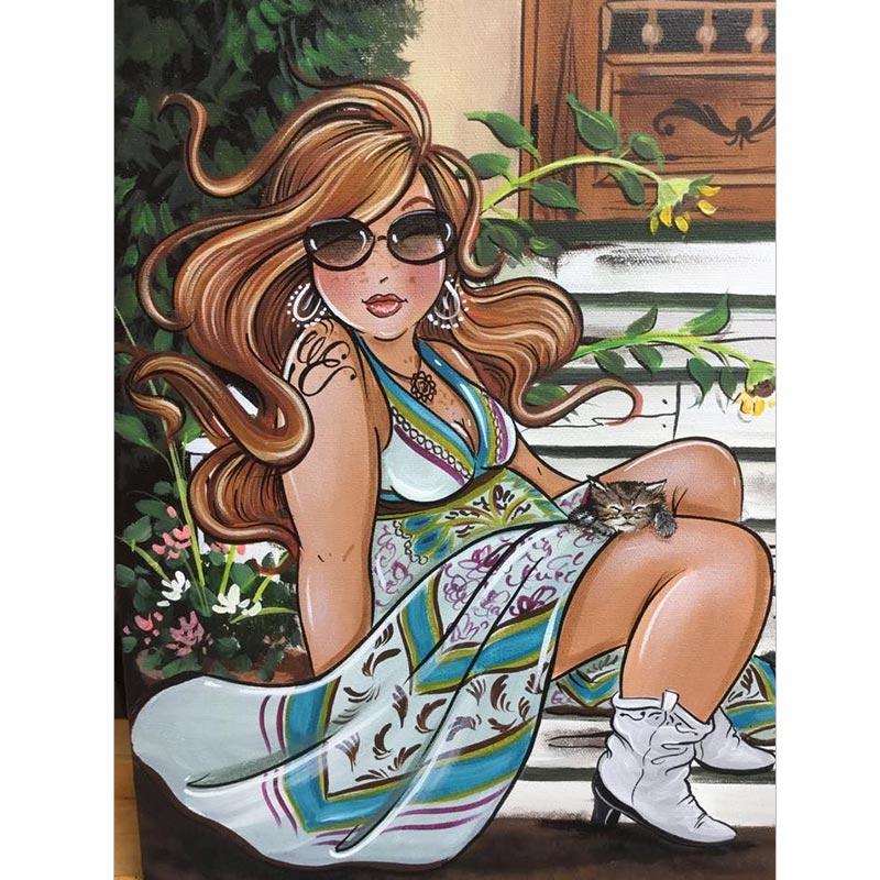 

5D DIY алмазная живопись мультфильм толстая леди комплект для вышивки крестом полная дрель круглая алмазная вышивка мозаика женская картина домашний декор Full Round 20x25CM