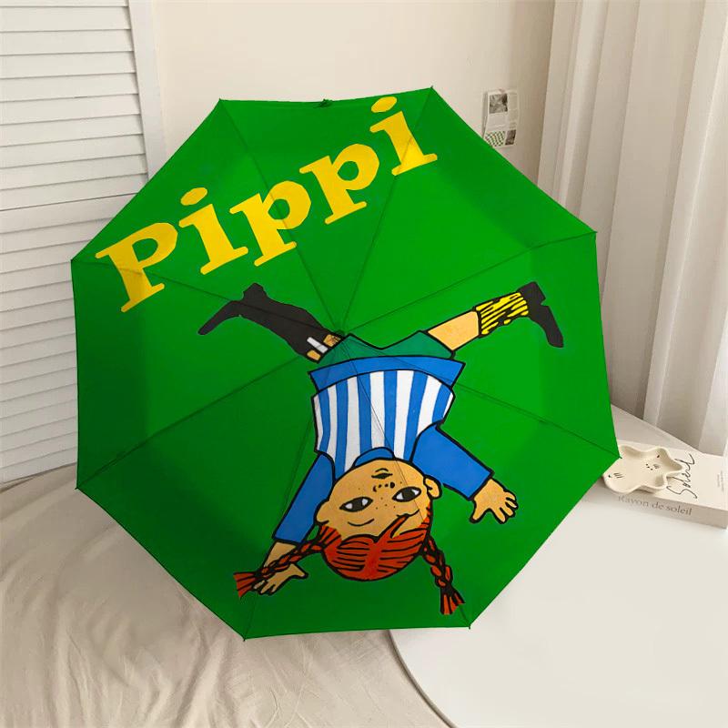 

1PC Pippi Longstocking Umbrella-8-Rib Reinforced, Automatic Open, Lightweight & Durable, Cute Fashion Accessory for Outdoor, Beach or Casual Use, Beac