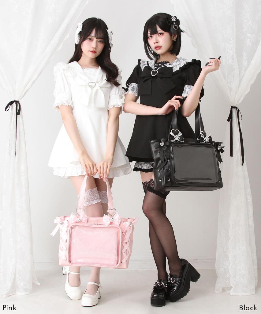 Yumetenbou Jeweled Ita Red Women's Lace-Up Bag,