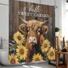 Highland Cow Farmhouse Shower Curtain Country Bathroom Decor Cattle Sunflower Floral Pumpkin Autumn Polyester Bathtub Curtain