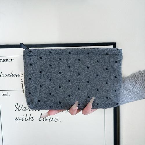 Large Capacity Jacquard Polka Dot Makeup Bag for Women, Fashion Travel Toiletry Pouch, Elegant Cute Cosmetic Organizer