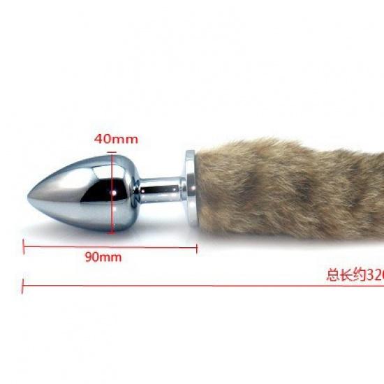 Big Fox Tail Butt Plug Large Stainless Steel Metal Anal Masturbation Devices Sex Product One Piece