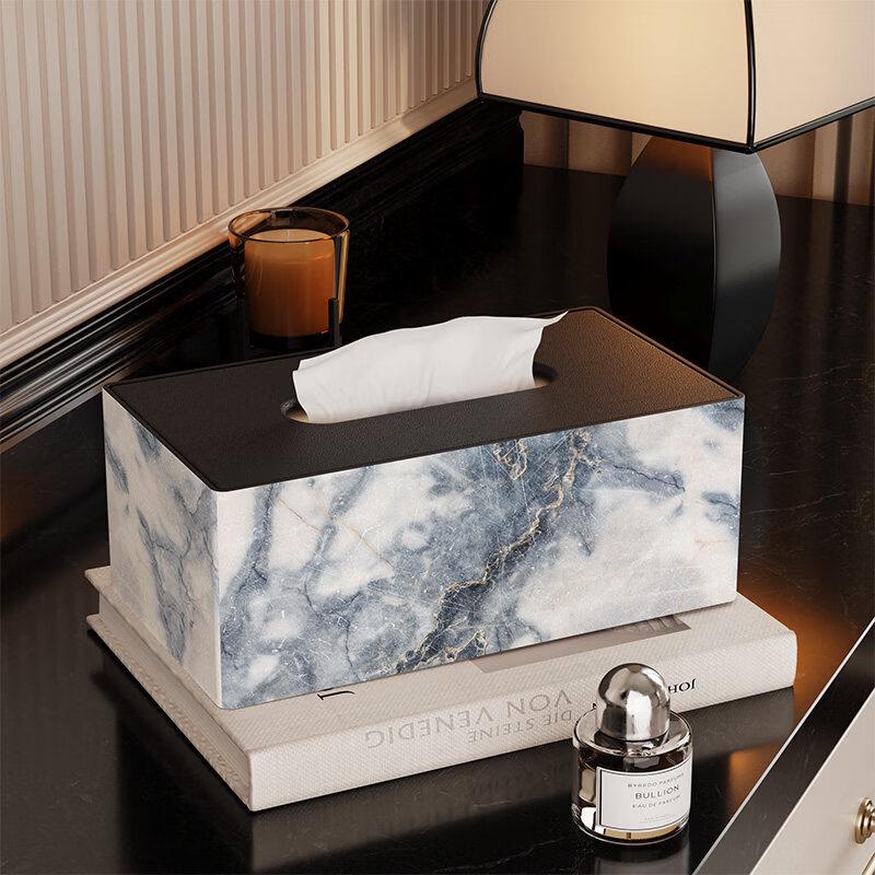 Marble Pattern Leather Tissue Box