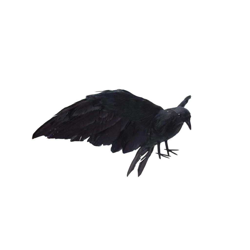 Realistic Crow Tabletop Decoration Halloween Prop Scary Atmosphere Artificial Crow Figurine for Seasonal Indoor Outdoor Display