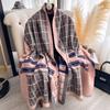Luxury Women's Thick Faux Cashmere Scarf - Winter Warm Vintage Plaid & Warhorse Print Soft Shawl for Travel & Daily Wear