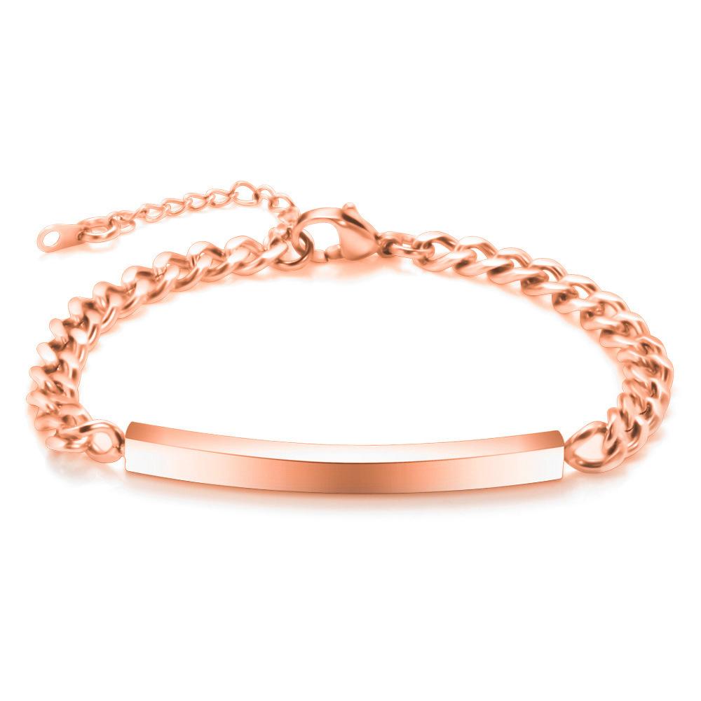4MM and 7MM Smooth Long Strip Laser Stainless Steel Couple Bracelets That Can Be Engraved 17.5cm ярко-розовый