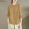ZANZEA Women Solid Color Loose Casual Long Sleeve Blouse