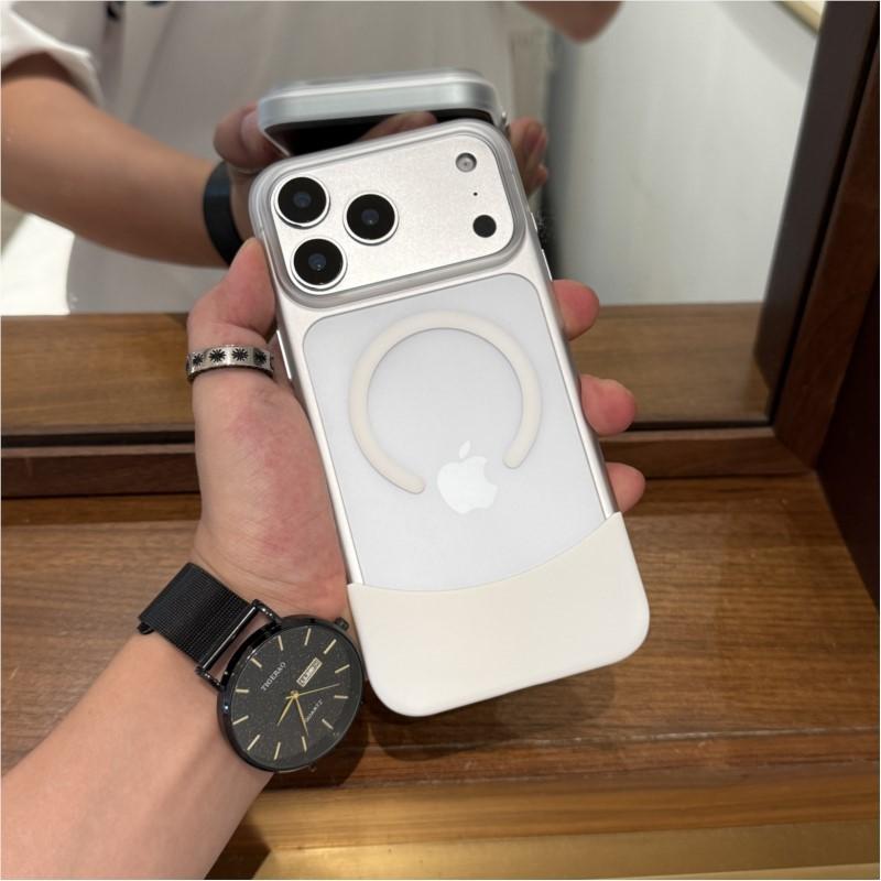 Splicing 2IN1 Magnetic Wireless Charging Case For iPhone 17 16 15 14 13 Pro Max For Magsafe Matte Translucent Hard Couple Cover