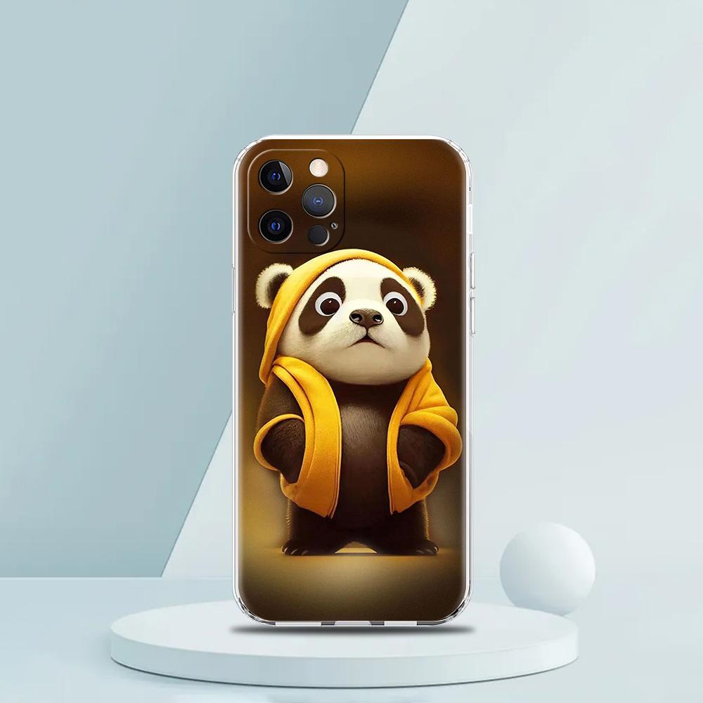 Süße Tier Panda Handyhülle für iPhone 16 15 14 13 12 Pro Max Transparent Weich für iPhone 11 Pro Max 7 8 Plus XS XR Hülle
