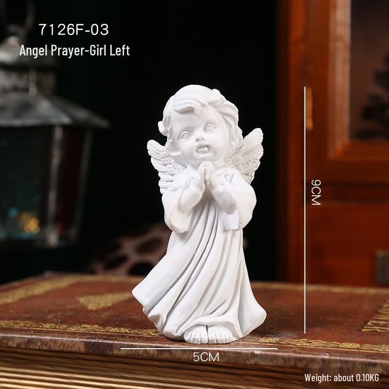 Europäische Retro Engel Figur - Kleine Mädchen Gipsstatue für Kirche Hochzeiten & Fotografie Dekor