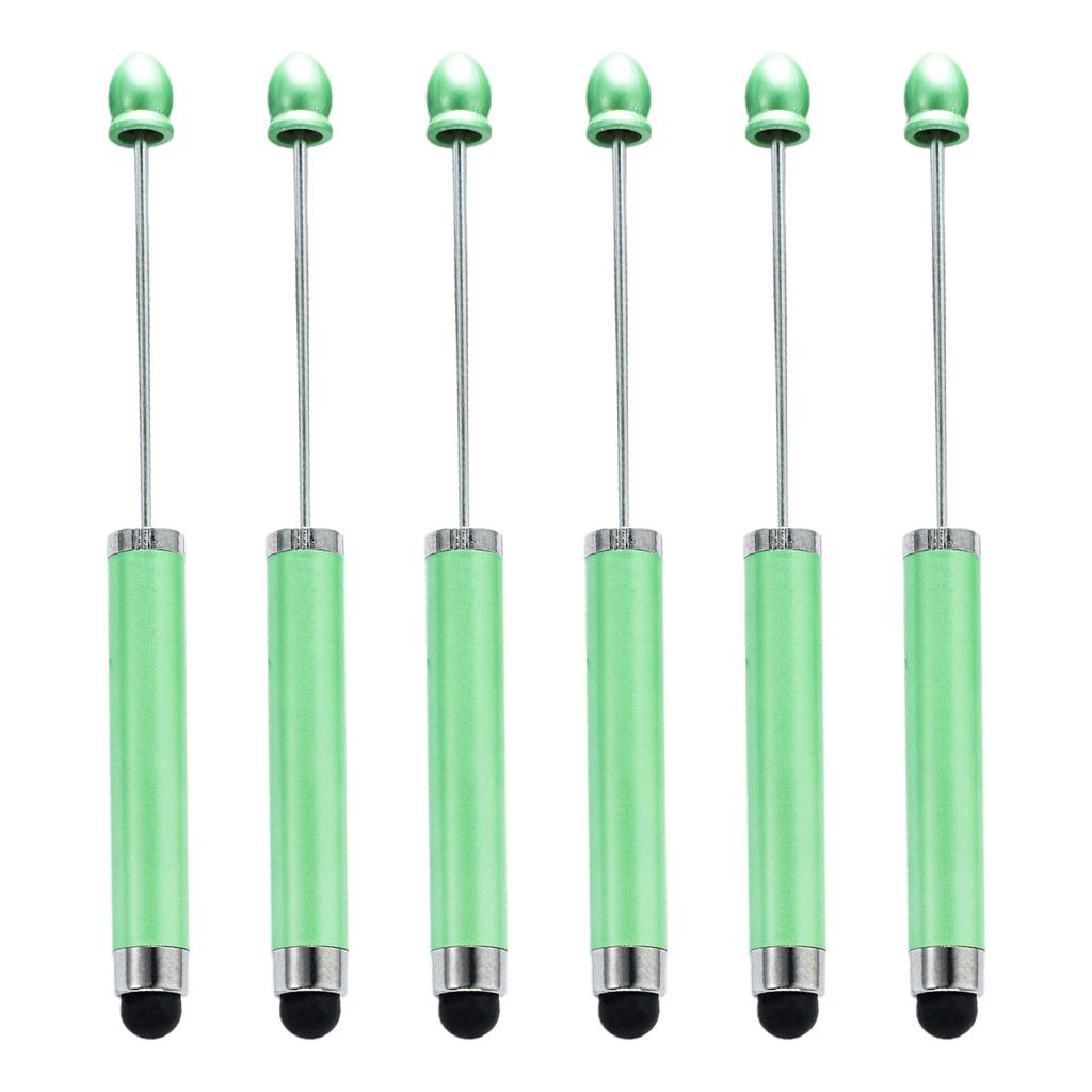 6PCS 2-in-1 Beadable Ballpoint Pen with Stylus Cap Business Signing Pen Quick Drying Write Smoothly for Office School