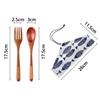 Kitchen Handmade Cloth Bag Portable Spoon Fork Wooden Natural Cutlery Set Tea Scoops