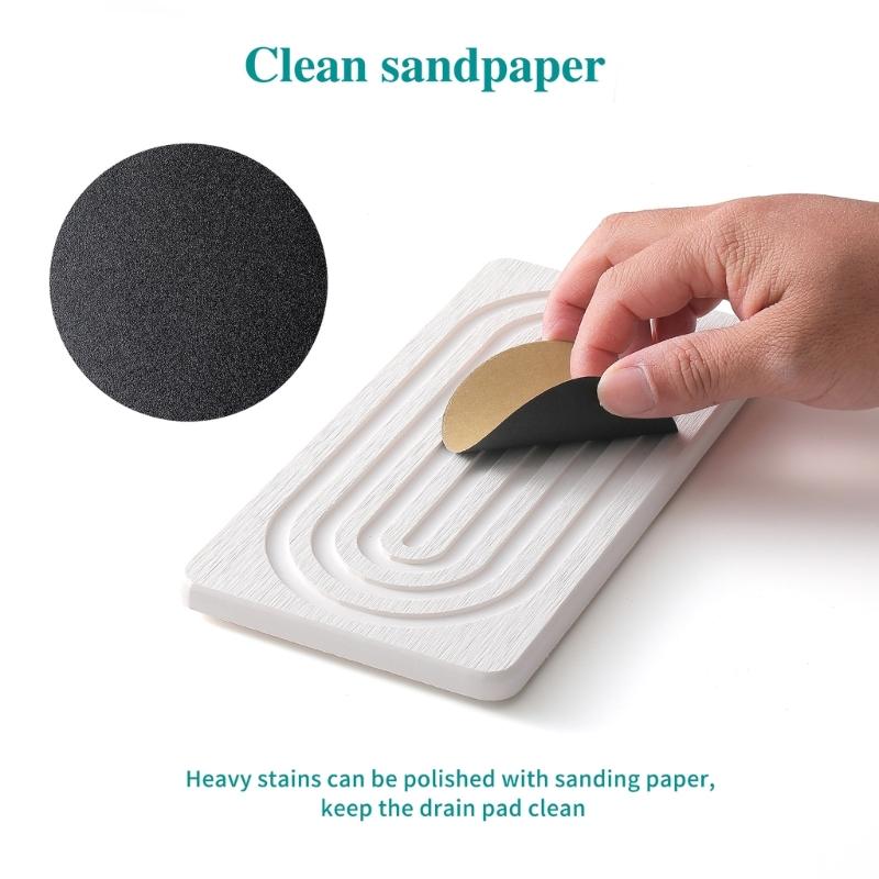 2Pieces Natural Water Absorbing Stone Soap Holder Tray For Bathroom Countertop And Sink Organization Counter Top