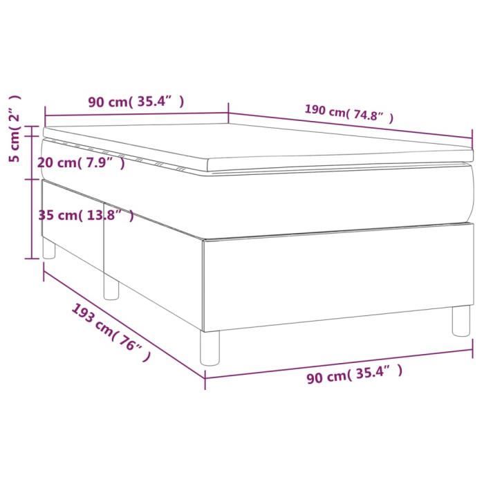 VidaXL Lit à sommier tapissier et matelas Gris clair 90x190 cm Tissu - Modèle 3144482
