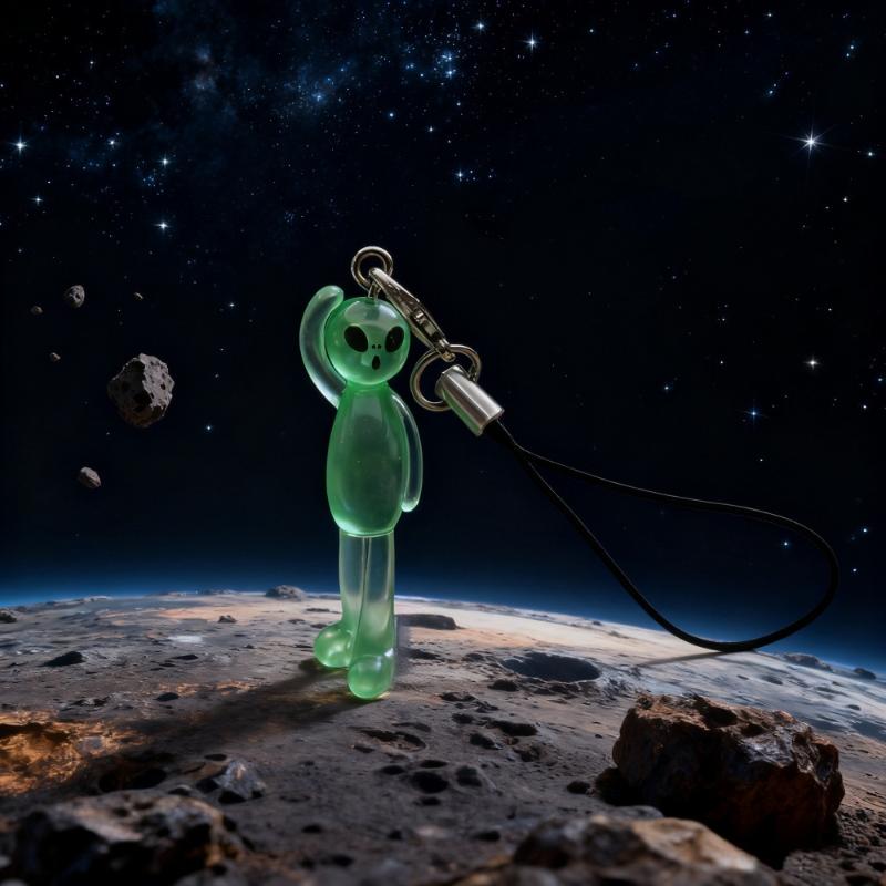 1/4Pcs Luminous Funny Green Alien Lanyard Keychain Resin Charm Mobile Phone Rope Key Chain Backpack Pendants Friend Gifts