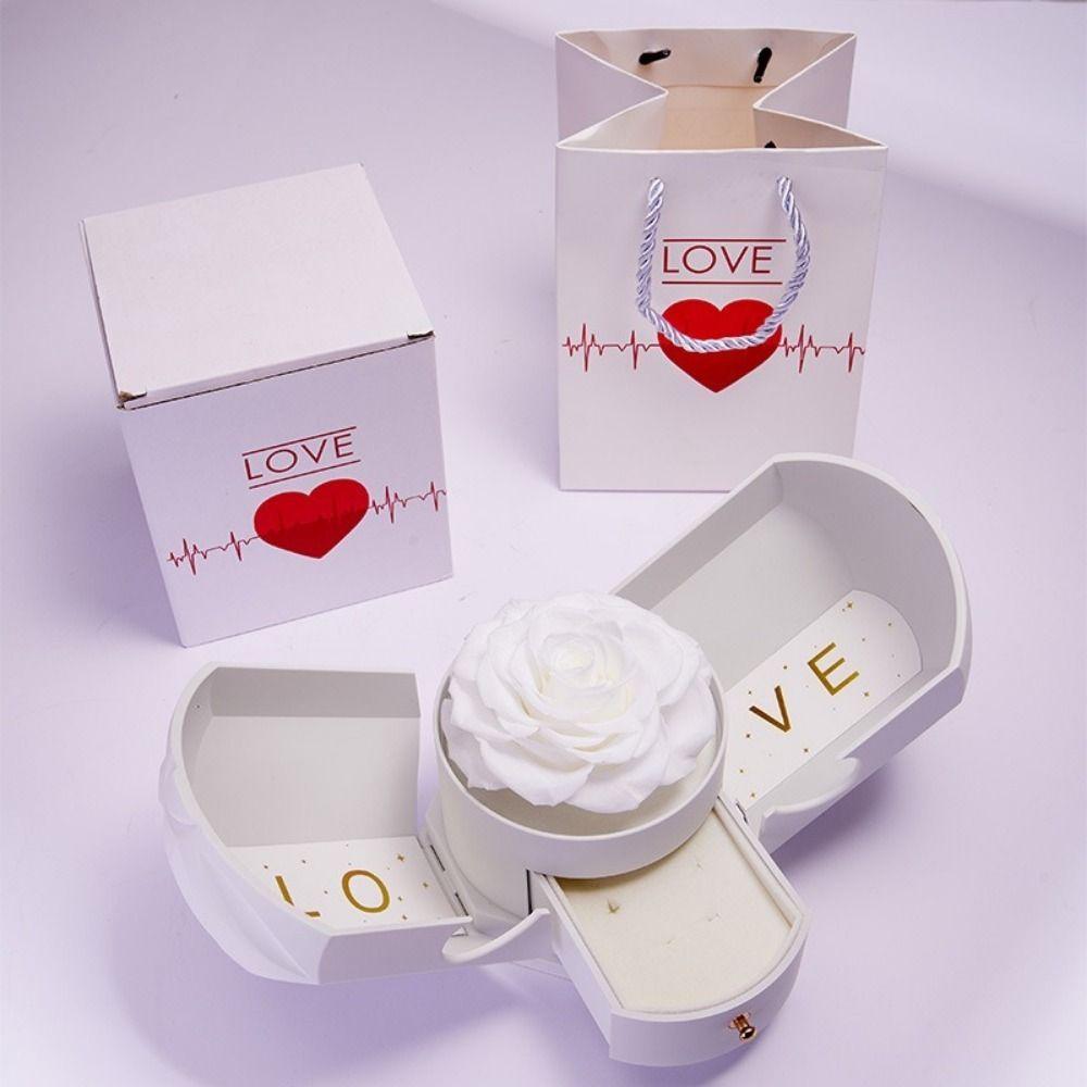 Decorative Rose Drawer Packaging Box Romantic Dried Flowers Necklace Box  Anniversary Present