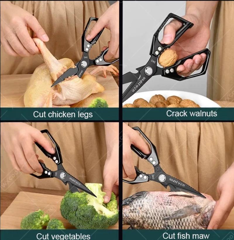 WXCOO Multifunctional Fish Cutter Knife Stainless Steel Butcher Knife Meat Cleaver Sharp Blade Bottle Opener Kitchen Knife