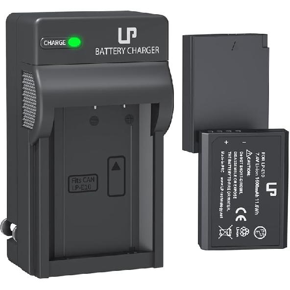 LP LP-E10 Battery Rechargeable, Charger Compatible with Canon EOS Rebel T7, T6, T5, T3, T100, 4000D, 3000D, 2000D, 1500D, 1300D, 1200D, 1100D & More