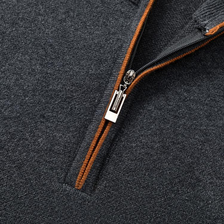 2025 Men's Autumn/Winter Knit Sweater: Half-High Collar, Zipper, Loose Fit, Long Sleeve Pullover