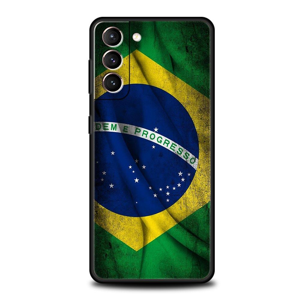 

Large Brazil Flag Soft Phone Case For Samsung Galaxy S25 Edge S24 Plus S23 FE S22 S21 S20 Ultra 5G S10 Black Protect Cover Samsung S23Ultra