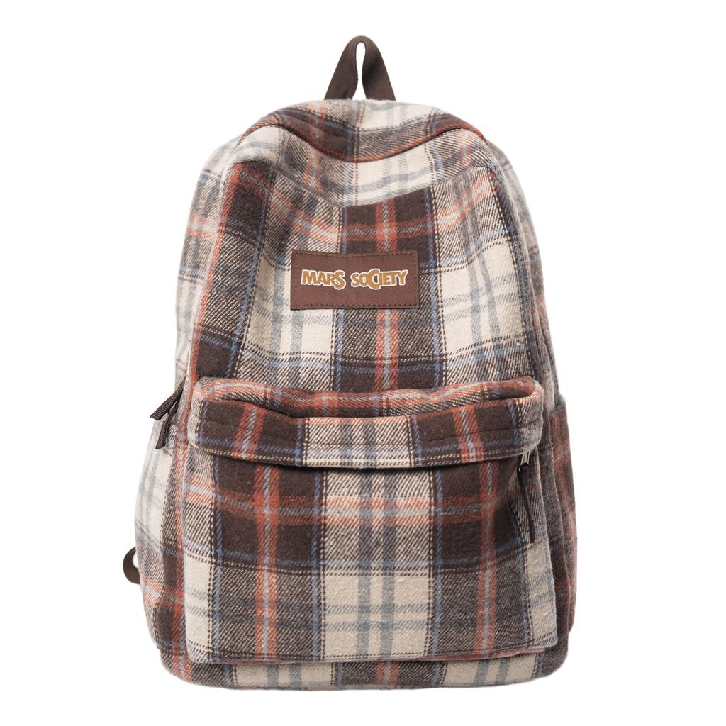 Schultasche Herbst und Winter neuer karierter Rucksack weiblich Koreanischer fauler Stil Pendlerrucksack Grund- und Sekundarschüler Rucksack mit großer Kapazität