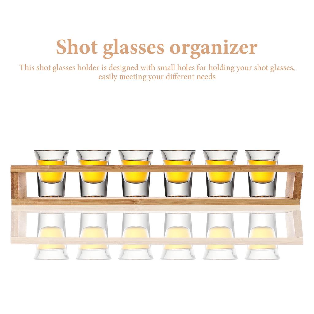 Wooden Shot Glass Storage Holder Organizer Display Rack Multipurpose Wine Whiskey Cups Tray Bar Serving Party Stand