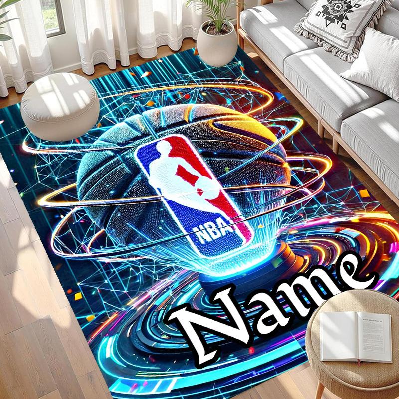 Custom Name Personalized NBA Print Carpet, Versatile Home Decor Rug, for Playroom, Apartment, Balcony, Entryway, Hallway Gift