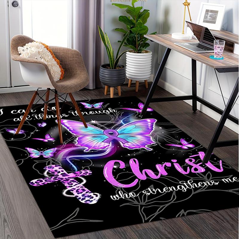 Powerful Purple Butterfly Chair Mat Office Carpet for Home Decor, Living Room, Bedroom, Gift Idea
